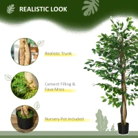 HOMCOM Set of 2 5ft Artificial Trees Ficus, Indoor Fake Plants with Pot, for Home Decor(m-5)