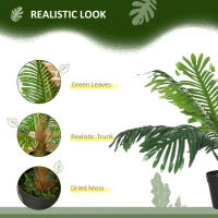 Outsunny 2FT Artificial Palm Tree, Fake Tropical Tree with Lifelike Leaves, Faux Plant in Pot for Indoor Decoration, Green(m-5)
