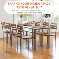 HOMCOM Modern Dining Table Set for 4, 5-Piece Kitchen Table Set, Rectangular Dining Table and 4 Chairs for Small Space, Dinette, Breakfast Nook, Brown(m-7)