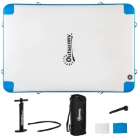 Outsunny 8 x 6ft Water Inflatable Floating Dock, Inflatable Platform Island, Large Floating Mat Raft with Air Pump & Backpack, for Pool, Beach, Ocean, White(m-1)