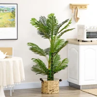 HOMCOM Artificial Tree Areca Palm Tree Fake Plants in Pot with 21 Leaves for Indoor Decor, 8"x8"x60", Green(m-10)