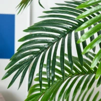 Outsunny Artificial Tree Areca Palm Tree Fake Plants in Pot with 21 Leaves for Indoor Decor, 8"x8"x60", Green(m-10)