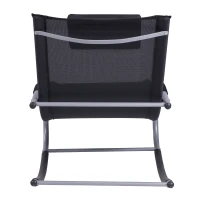 Outsunny Zero Gravity Rocking Chair Outdoor Chaise Lounge Chair Recliner Rocker with Detachable Pillow and Weather-Fighting Fabric for Patio, Deck, Pool, Black(m-8)