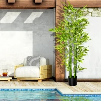 HOMCOM 5FT Artificial Bamboo Tree Faux Decorative Plant in Nursery Pot for Indoor Décor(m-4)