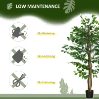 HOMCOM Set of 2 5ft Artificial Trees Ficus, Indoor Fake Plants with Pot, for Home Decor(m-6)