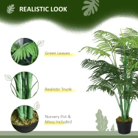 Outsunny 4FT Artificial Palm Tree, Fake Tropical Tree with Lifelike Leaves, Faux Plant in Pot for Indoor Decoration, Green(m-5)