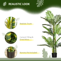 HOMCOM Artificial Tree Areca Palm Tree Fake Plants in Pot with 21 Leaves for Indoor Decor, 8"x8"x60", Green(m-4)