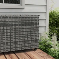 Outsunny 83 Gallon Deck Box, Gray - Large Outdoor Storage Chest on Wheels, Ideal for Garden Tools, Pool Toys & Patio Cushions(m-8)