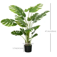 HOMCOM Set of 2 4ft Artificial Tree Monstera Deliciosa, Indoor Fake Tropical Palm with Pot, for Home Decor(m-3)