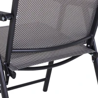 Outsunny Set of 4 Outdoor Folding Chairs, Stackable Patio Dining Chairs with Armrests, Metal Frame, Gray(m-8)