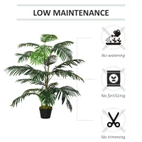 Outsunny 4.6FT Palm Tree Artificial Faux Plant with 20 Leaves in Nursery Pot for Indoor Greenery Home Office Decor(m-7)