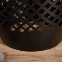 Outsunny 12.5" Steel Outdoor Side Table, Round Hollow Drum Patio End Table, Accent Table for Indoor and Outdoor, Black(m-9)
