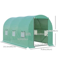 Outsunny 13' x 6' x 6' Outdoor Walk-in Tunnel Greenhouse Portable Plant Gardening Warm House with PE Cover Green(m-3)