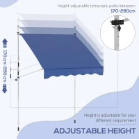 Outsunny 6.6'x5' Manual Retractable Patio Awning Sun Shelter Window Door Deck Canopy, Water Resistant UV Protector, Dark Blue(m-4)