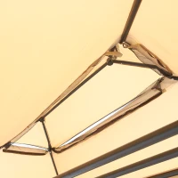 Outsunny 3-Seat Patio Swing Chair, Outdoor Gazebo Swing with Double Tier Canopy, Mesh Sidewalls, Cushioned Seat and Pillows, Beige(m-9)