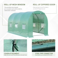 Outsunny 13' x 6' x 6' Outdoor Walk-in Tunnel Greenhouse Portable Plant Gardening Warm House with PE Cover Green(m-6)
