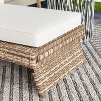 Outsunny Outdoor Wicker Foldable Recliner Chair with Retractable Footrest, Cushion, White(m-9)