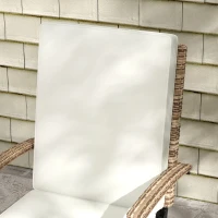 Outsunny Outdoor Wicker Foldable Recliner Chair with Retractable Footrest, Cushion, White(m-10)