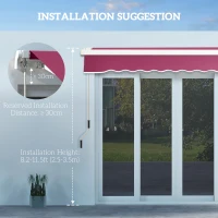 Outsunny 8' x 6.5' Manual Retractable Awning with LED Lights, Aluminum Sun Canopies for Patio Door Window, Wine Red(m-7)