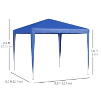 Outsunny 9' x 9' Portable Canopy Party Tent Gazebo Outdoor Sunshade for Weddings Parties with Dressed Legs, Blue(m-3)