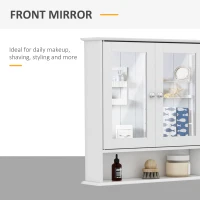 kleankin Medicine Cabinet, Wall-Mounted Bathroom Mirror Cabinet with Double Doors, Open Shelf, and Adjustable Shelf, Modern Bathroom Wall Cabinet, White(m-6)