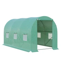 Outsunny 13' x 6' x 6' Outdoor Walk-in Tunnel Greenhouse Portable Plant Gardening Warm House with PE Cover Green(m-2)