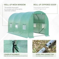 Outsunny 13' x 6' x 6' Outdoor Walk-in Tunnel Greenhouse Portable Plant Gardening Warm House with PE Cover Green(m-7)