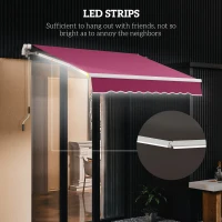 Outsunny 8' x 6.5' Manual Retractable Awning with LED Lights, Aluminum Sun Canopies for Patio Door Window, Wine Red(m-4)