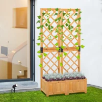 Outsunny Set of 2 Raised Garden Bed with Trellis Board Flower Stand Lattice Panels for Plants, Flowers or Vine Outdoor Indoor, Orange(m-7)