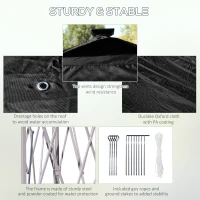 Outsunny 11' x 11' Pop Up Canopy, Instant Canopy Tent with Solar LED Lights, Remote Control, Zippered Mesh Sidewalls and Carrying Bag for Backyard Garden Patio, Black(m-7)