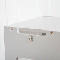 Qaba 2-in-1 Kids Kitchen Helper Step Stool, Detachable Toddler Table and Chair Set, Children Standing Tower for Kitchen Counter with Safety Rail Chalkboard, Grey(m-9)