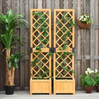 Outsunny Set of 2 Raised Garden Bed with Trellis Board Flower Stand Lattice Panels for Plants, Flowers or Vine Outdoor Indoor, Orange(m-13)