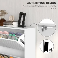 HOMCOM Modern Shoe Storage Cabinet with 3 Flip Drawers for 18 Pairs, Narrow Shoe Organizer for Entryway, Hallway, White(m-9)