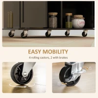 HOMCOM Farmhouse Rolling Island with Wheels for Kitchen, Wood Breakfast Bar Kitchen Island on Rollers, Drawer and Doors, Black(m-7)