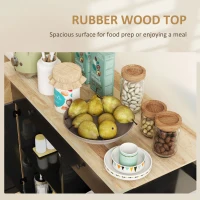 HOMCOM Farmhouse Rolling Island with Wheels for Kitchen, Wood Breakfast Bar Kitchen Island on Rollers, Drawer and Doors, Black(m-5)