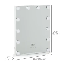 HOMCOM, Hollywood Lighted Makeup Mirror with 12 Dimmable LED Bulbs, 3 Color Lighting Modes, Touch Control Design for Cosmetic Dressing Table, White(m-3)