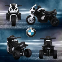 Aosom Kids Motorcycle, 6V Battery Powered Toddler Motorcycle with Headlight, Music, 3 Wheels Electric Motorcycle for Kids, Licensed BMW, Gift for Boys & Girls -Black(m-9)