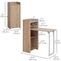 HOMCOM 2 In 1 Folding Table, Drop Leaf Table, Space Saving Dining Table with 4-Tier Shelf for Small Spaces, Oak(m-3)
