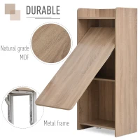 HOMCOM 2 In 1 Folding Table, Drop Leaf Table, Space Saving Dining Table with 4-Tier Shelf for Small Spaces, Oak(m-6)