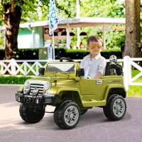 Aosom 12V Kids Electric Ride On Car Toy Truck with Remote Control 2 Speeds Lights MP3 LCD Power Indicator, Green(m-1)