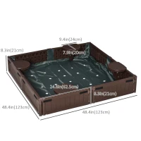 Outsunny Kids Outdoor Sandbox with Canopy, Bottom Fabric Liner, Brown(m-3)