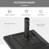 Outsunny 26 lb Heavy Duty Patio Umbrella Base, Square Resin Market Umbrella Stand for Outdoor, Garden, Backyard, Black(m-5)