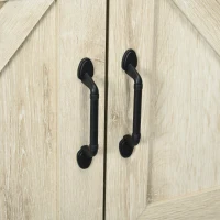 HOMCOM Farmhouse Kitchen Storage Cabinet, Free Standing Sideboard Console Table with Barn Doors, Bottom Shelf, Oak(m-9)