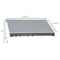 Outsunny 10x8ft Patio Awning Manual Retractable Sun Shade Aluminum Frame Grey(m-3)