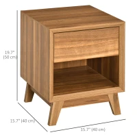 HOMCOM Bedside Table for Bedroom, Nightstand with Drawer and Shelf, Modern Side End Table, Walnut Brown(m-3)