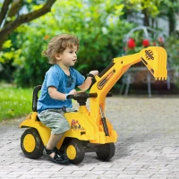 HOMCOM NO POWER 3 in 1 Ride On Toy Excavator Digger Scooter Pulling Cart Pretend Play Construction Truck(m-1)