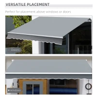 Outsunny 10x8ft Patio Awning Manual Retractable Sun Shade Aluminum Frame Grey(m-5)