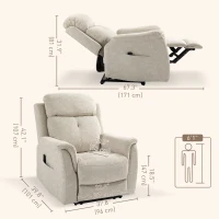 HOMCOM Manual Recliner Chair with Vibration Massage, Reclining Chair for Living Room with Side Pockets, Beige(m-3)