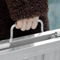 HOMCOM 3' Portable Wheelchair Ramp Aluminum Threshold with Carry Handle, Silver, Enhances Accessibility for Homes & Businesses(m-8)