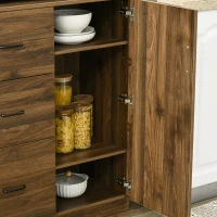 HOMCOM 70" Buffet Hutch with 3 Drawers, Kitchen Pantry with Sliding Door, Large Cabinet and Adjustable Shelves, Walnut(m-9)